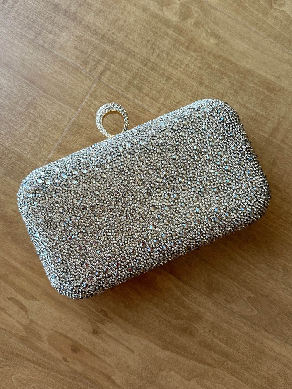 House of Harlow 1960 Champagne Gold Rhinestone Clutch/Chain Crossbody Bag